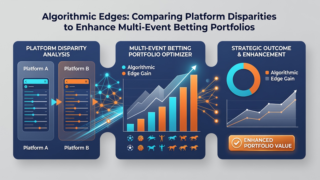 Data visualization of multi-event betting portfolio performance metrics across different platforms
