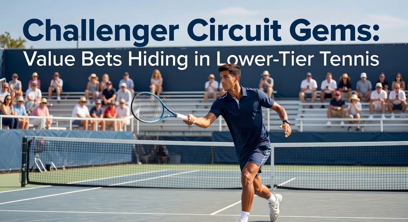 Tennis players competing intensely on a Challenger court under bright lights, highlighting the raw energy of lower-tier matches