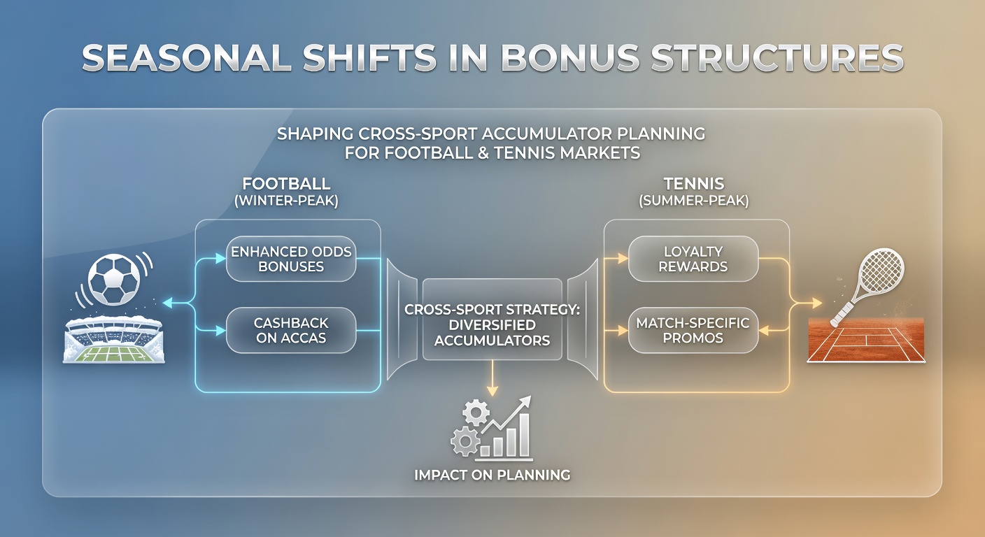 Visual representation of seasonal bonus structures impacting football and tennis accumulator strategies